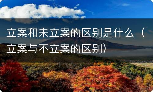 立案和未立案的区别是什么（立案与不立案的区别）