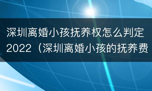 深圳离婚小孩抚养权怎么判定2022（深圳离婚小孩的抚养费是多少）