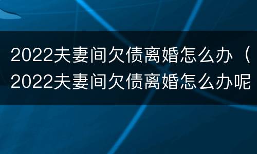 2022夫妻间欠债离婚怎么办（2022夫妻间欠债离婚怎么办呢）