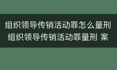 组织领导传销活动罪怎么量刑 组织领导传销活动罪量刑 案例