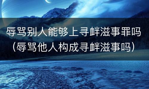 辱骂别人能够上寻衅滋事罪吗（辱骂他人构成寻衅滋事吗）