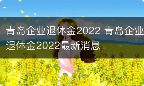 青岛企业退休金2022 青岛企业退休金2022最新消息