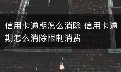 信用卡逾期怎么消除 信用卡逾期怎么消除限制消费