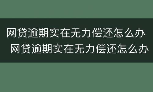 网贷逾期实在无力偿还怎么办 网贷逾期实在无力偿还怎么办呢