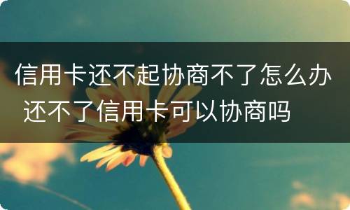 信用卡还不起协商不了怎么办 还不了信用卡可以协商吗