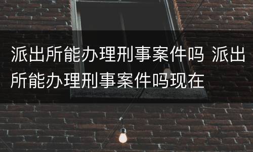 派出所能办理刑事案件吗 派出所能办理刑事案件吗现在