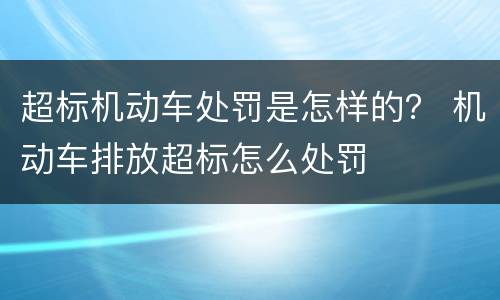 超标机动车处罚是怎样的？ 机动车排放超标怎么处罚