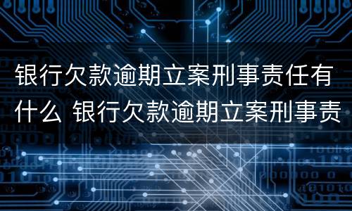 银行欠款逾期立案刑事责任有什么 银行欠款逾期立案刑事责任有什么后果