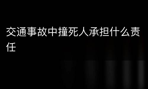 交通事故中撞死人承担什么责任