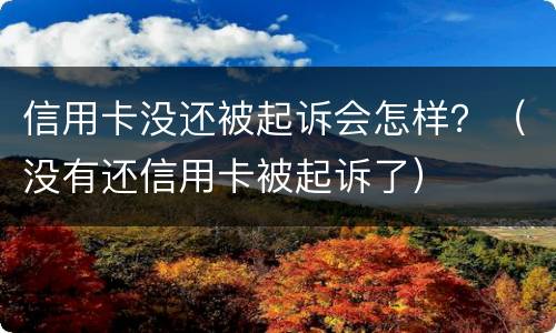 信用卡没还被起诉会怎样？（没有还信用卡被起诉了）