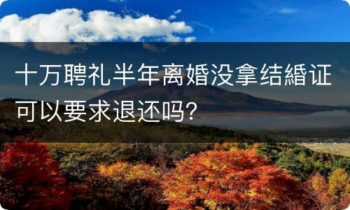 十万聘礼半年离婚没拿结緍证可以要求退还吗？