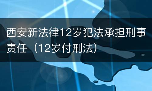 西安新法律12岁犯法承担刑事责任（12岁付刑法）