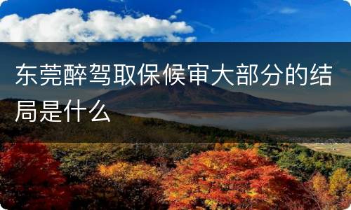 东莞醉驾取保候审大部分的结局是什么
