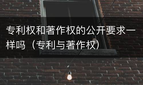专利权和著作权的公开要求一样吗（专利与著作权）