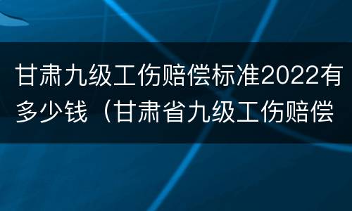 甘肃九级工伤赔偿标准2022有多少钱（甘肃省九级工伤赔偿标准）