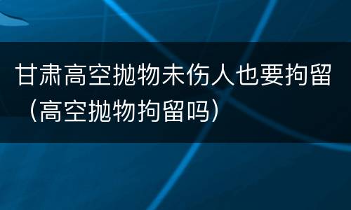 甘肃高空抛物未伤人也要拘留（高空抛物拘留吗）