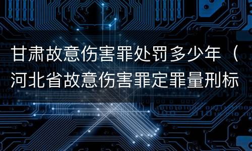 甘肃故意伤害罪处罚多少年（河北省故意伤害罪定罪量刑标准）