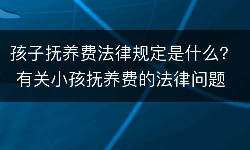 孩子抚养费法律规定是什么？ 有关小孩抚养费的法律问题