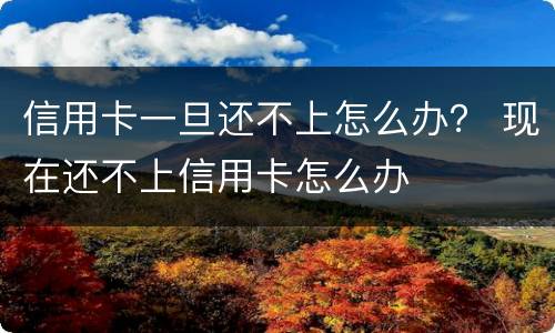 信用卡一旦还不上怎么办？ 现在还不上信用卡怎么办