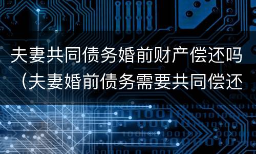 夫妻共同债务婚前财产偿还吗（夫妻婚前债务需要共同偿还吗）