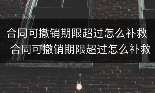 合同可撤销期限超过怎么补救 合同可撤销期限超过怎么补救呢