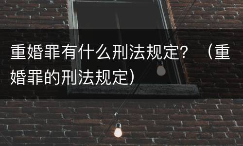 重婚罪有什么刑法规定？（重婚罪的刑法规定）