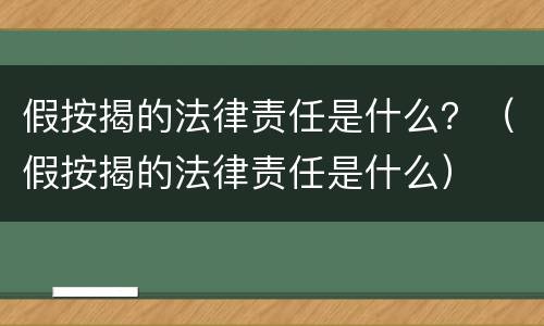 假按揭的法律责任是什么？（假按揭的法律责任是什么）