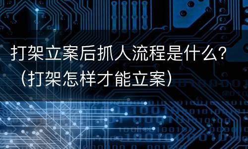 打架立案后抓人流程是什么？（打架怎样才能立案）