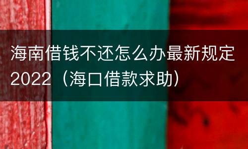 海南借钱不还怎么办最新规定2022（海口借款求助）