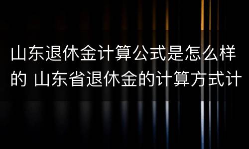 山东退休金计算公式是怎么样的 山东省退休金的计算方式计算公式
