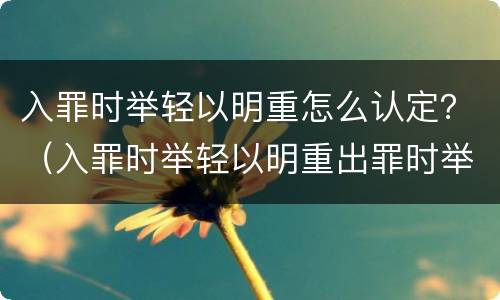 入罪时举轻以明重怎么认定？（入罪时举轻以明重出罪时举重以明轻）