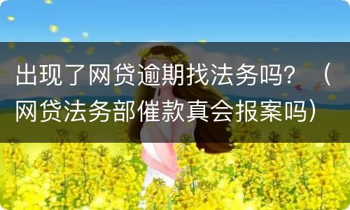 出现了网贷逾期找法务吗？（网贷法务部催款真会报案吗）