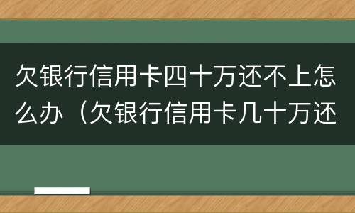 欠银行信用卡四十万还不上怎么办（欠银行信用卡几十万还不上怎么办）
