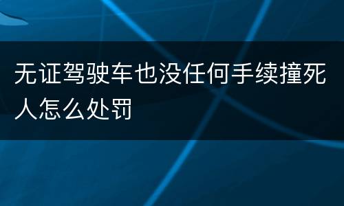 无证驾驶车也没任何手续撞死人怎么处罚