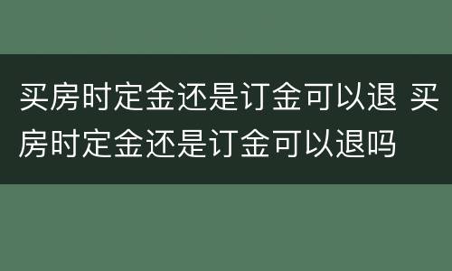 买房时定金还是订金可以退 买房时定金还是订金可以退吗