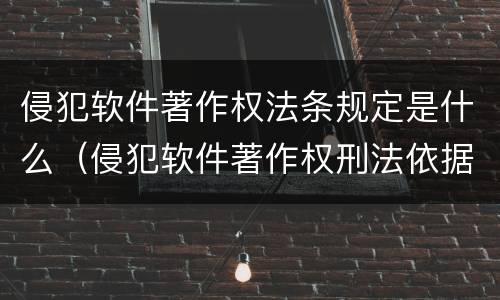 侵犯软件著作权法条规定是什么（侵犯软件著作权刑法依据）