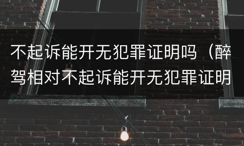 不起诉能开无犯罪证明吗（醉驾相对不起诉能开无犯罪证明吗）