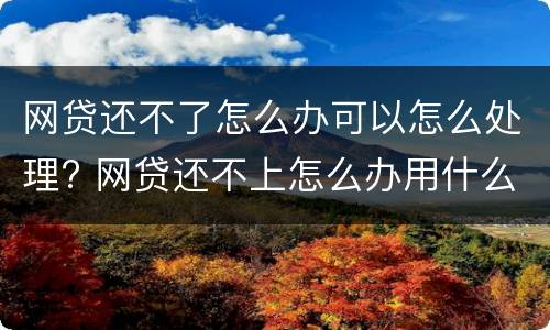 网贷还不了怎么办可以怎么处理? 网贷还不上怎么办用什么办法解决