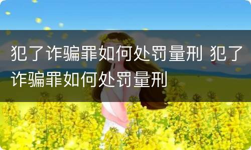 犯了诈骗罪如何处罚量刑 犯了诈骗罪如何处罚量刑