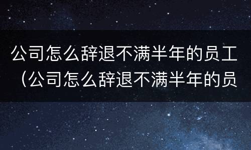 公司怎么辞退不满半年的员工（公司怎么辞退不满半年的员工呢）