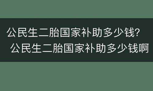 公民生二胎国家补助多少钱？ 公民生二胎国家补助多少钱啊