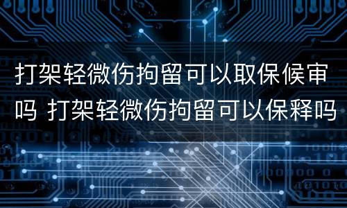 打架轻微伤拘留可以取保候审吗 打架轻微伤拘留可以保释吗