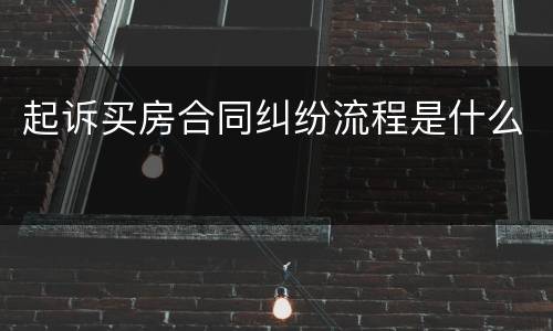 起诉买房合同纠纷流程是什么