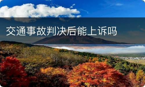 交通事故判决后能上诉吗