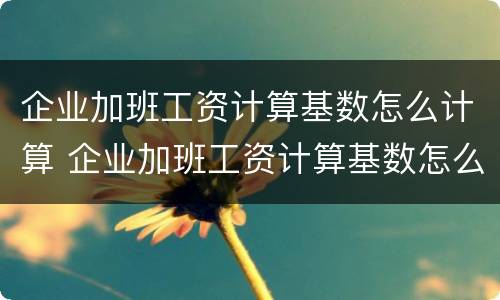 企业加班工资计算基数怎么计算 企业加班工资计算基数怎么计算出来的