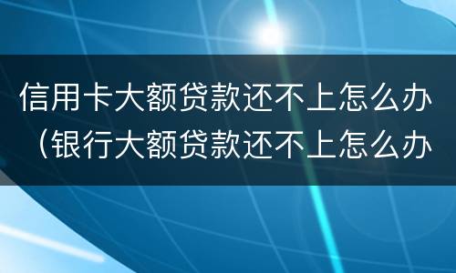 信用卡大额贷款还不上怎么办（银行大额贷款还不上怎么办）