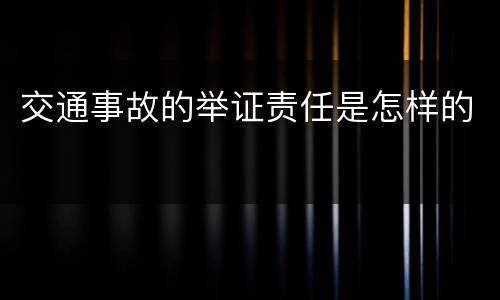 交通事故的举证责任是怎样的