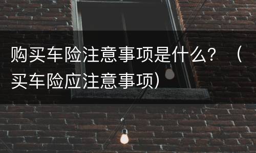 购买车险注意事项是什么？（买车险应注意事项）