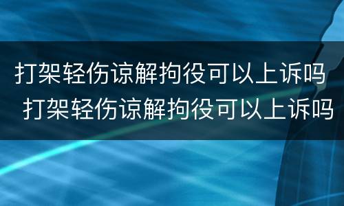 打架轻伤谅解拘役可以上诉吗 打架轻伤谅解拘役可以上诉吗知乎