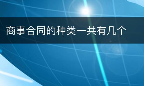 商事合同的种类一共有几个
